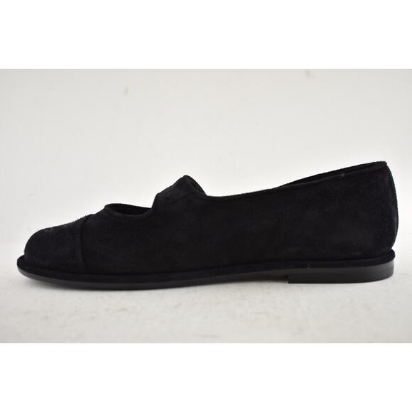 Chanel 25B Black Suede Shearling Fur Mary Jane Moccasin Ballet Loafer Flat 36.5 - Picture 14 of 16